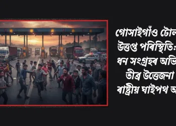 গোসাইগাঁও টোল গেটত উত্তপ্ত পৰিস্থিতি: অবৈধ ধন সংগ্ৰহৰ অভিযোগত তীব্ৰ উত্তেজনা আৰু ৰাষ্ট্ৰীয় ঘাইপথ অৱৰোধ