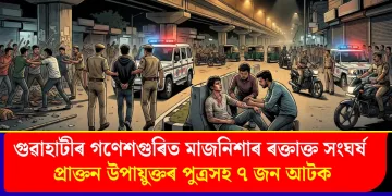 গুৱাহাটীৰ গণেশগুৰিত মাজনিশাৰ ৰক্তাক্ত সংঘৰ্ষ : প্ৰাক্তন উপায়ুক্তৰ পুত্ৰসহ ৭ জন আটক