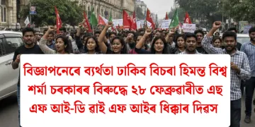 বিজ্ঞাপনেৰে ব্যৰ্থতা ঢাকিব বিচৰা হিমন্ত বিশ্ব শৰ্মা চৰকাৰৰ বিৰুদ্ধে ২৮ ফেব্ৰুৱাৰীত এছ এফ আই-ডি ৱাই এফ আইৰ ধিক্কাৰ দিৱস