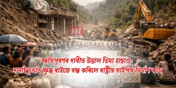 ক্ষতিপূৰণৰ দাবীত উত্তাল ডিমা হাছাও: দলাই চুঙাত ক্ষুব্ধ ৰাইজে বন্ধ কৰিলে ৰাষ্ট্ৰীয় ঘাইপথ নিৰ্মাণ কাম