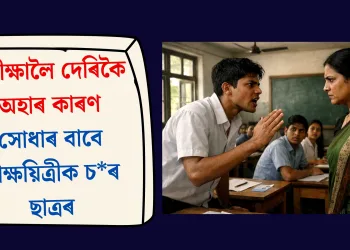 পৰীক্ষালৈ দেৰিকৈ অহাৰ কাৰণ সোধাৰ বাবে শিক্ষয়িত্ৰীক চৰ ছাত্ৰৰ
