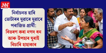 নিৰ্বাচনত হাৰি ভোটাৰৰ দুৱাৰে দুৱাৰে পৰাজিত প্ৰাৰ্থী: বিতৰণ কৰা নগদ ধন আৰু উপহাৰ ঘূৰাই বিচাৰি হাহাকাৰ