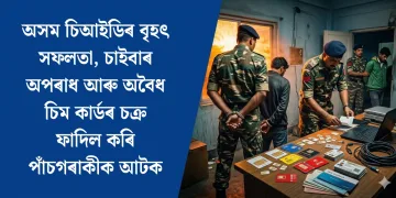 অসম চিআইডিৰ বৃহৎ সফলতা, চাইবাৰ অপৰাধ আৰু অবৈধ চিম কাৰ্ডৰ চক্ৰ ফাদিল কৰি পাঁচগৰাকীক আটক