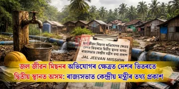 জল জীৱন মিছনৰ অভিযোগৰ ক্ষেত্ৰত দেশৰ ভিতৰতে দ্বিতীয় স্থানত অসম: ৰাজ্যসভাত কেন্দ্ৰীয় মন্ত্ৰীৰ তথ্য প্ৰকাশ