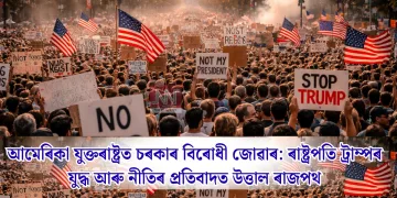 আমেৰিকা যুক্তৰাষ্ট্ৰত চৰকাৰ বিৰোধী জোৱাৰ: ৰাষ্ট্ৰপতি ট্ৰাম্পৰ যুদ্ধ আৰু নীতিৰ প্ৰতিবাদত উত্তাল ৰাজপথ
