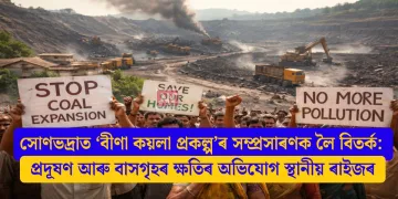 সোণভদ্ৰাত ‘বীণা কয়লা প্ৰকল্প’ৰ সম্প্ৰসাৰণক লৈ বিতৰ্ক: প্ৰদূষণ আৰু বাসগৃহৰ ক্ষতিৰ অভিযোগ স্থানীয় ৰাইজৰ