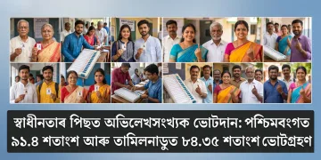 স্বাধীনতাৰ পিছত অভিলেখসংখ্যক ভোটদান: পশ্চিমবংগত ৯১.৪ শতাংশ আৰু তামিলনাডুত ৮৪.৩৫ শতাংশ ভোটগ্ৰহণ
