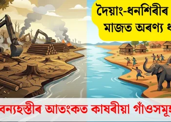 দৈয়াং-ধনশিৰীৰ নদীৰ মাজত অৰণ্য ধ্বংস: বন্যহস্তীৰ আতংকত কাষৰীয়া গাঁওসমূহ
