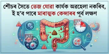 শৌচৰ সৈতে তেজ যোৱা কাৰ্যক অৱহেলা নকৰিব, ই হ’ব পাৰে মাৰাত্মক কেন্সাৰৰ পূৰ্ব লক্ষণ