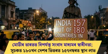 মোডীৰ ভাৰতত বিপৰ্যস্ত সংবাদ মাধ্যমৰ স্বাধীনতা; সূচকত ১৮০খন দেশৰ ভিতৰত ১৫৭নম্বৰত স্থান লাভ