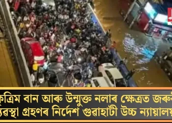 কৃত্ৰিম বান আৰু উন্মুক্ত নলাৰ ক্ষেত্ৰত জৰুৰী ব্যৱস্থা গ্ৰহণৰ নিৰ্দেশ গুৱাহাটী উচ্চ ন্যায়ালয়ৰ