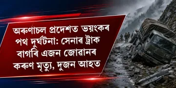 অৰুণাচল প্ৰদেশত ভয়ংকৰ পথ দুৰ্ঘটনা: সেনাৰ ট্ৰাক বাগৰি এজন জোৱানৰ কৰুণ মৃত্যু, দুজন আহত