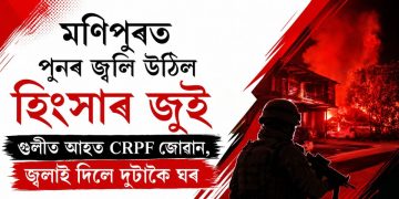 মণিপুৰত পুনৰ জ্বলি উঠিল হিংসাৰ জুই : গুলীত আহত CRPF জোৱান, জ্বলাই দিলে দুটাকৈ ঘৰ