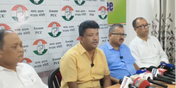 চামগুৰিত কংগ্ৰেছৰ কনভয় আৰু সাংবাদিকৰ ওপৰত গুণ্ডাবাহিনীৰ আক্ৰমণক লৈ ৰাজীৱ ভৱনত প্ৰদেশ কংগ্ৰেছৰ সংবাদমেল