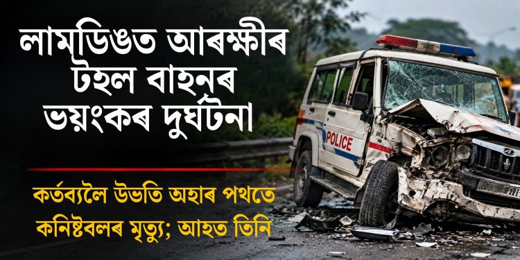লামডিঙত আৰক্ষীৰ টহল বাহনৰ ভয়ংকৰ দুৰ্ঘটনা, কৰ্তব্যলৈ উভতি অহাৰ পথতে কনিষ্টবলৰ মৃত্যু; আহত তিনি