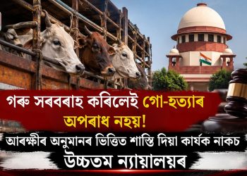গৰু সৰবৰাহ কৰিলেই গো-হত্যাৰ অপৰাধ নহয়! আৰক্ষীৰ অনুমানৰ ভিত্তিত শাস্তি দিয়া কাৰ্যক নাকচ উচ্চতম ন্যায়ালয়ৰ